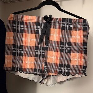 Plaid Women's Sleep Shorts - Black and Orange